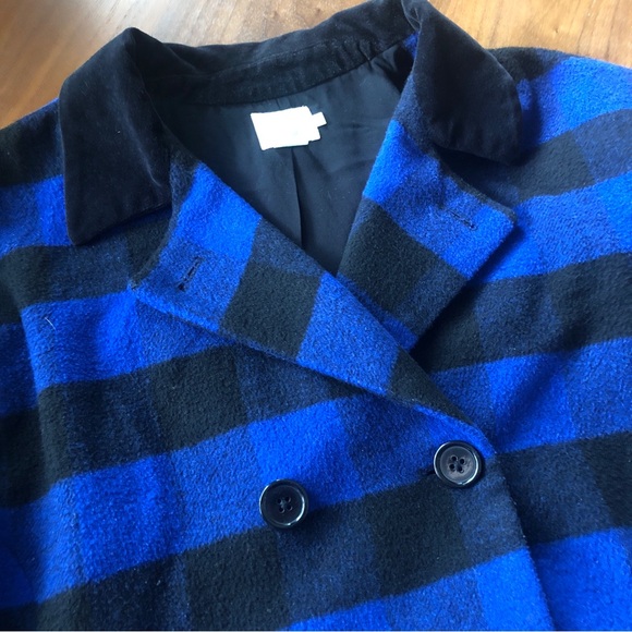 Alice & Urban Oputfitters Blue Buffalo Check Pea Coat ✨Ladies Size S Wool Blend - Picture 5 of 11